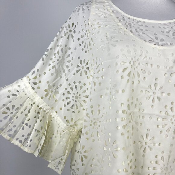 $428 NWOT See by Chloé Cream Eyelet Top Lasercut Perforated Blouse Size 40/US 6 - Picture 3 of 10